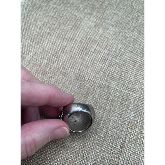 Black and Silver Dome Ring Black Enamel With Crystals in Swirl Patterns  Size 6 - Picture 6 of 10